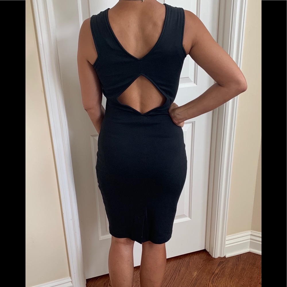 Black Cotton Dress w/Diamond Cutout in Back, Small